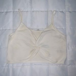 Front-Twist Rib-Knit Crop Tank